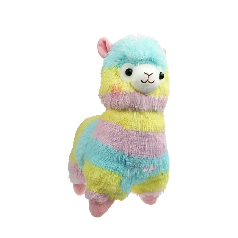 Factory Wholesale Adorably Cute Stuffed Animal Llama Soft Fur Multi Colors Rainbow Alpaca Sheep Lamb Plush Toys