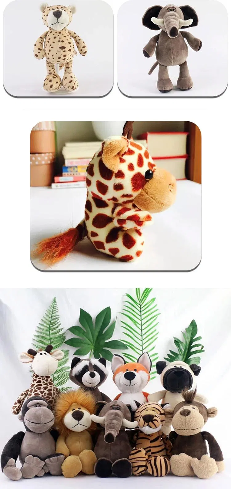 Factory Wholesale Custom Stuffed Forest Animal Toy Cartoon Wild Animals Birthday Gift Plush Toys