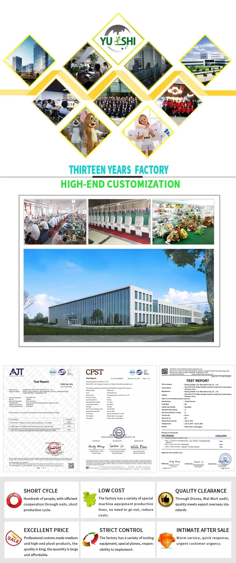 Factory Wholesale Custom Stuffed Forest Animal Toy Cartoon Wild Animals Birthday Gift Plush Toys