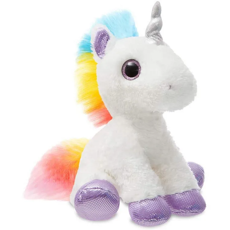High Quality Cuddly 30cm White Hairy Soft Animal Cute Stuffed Plush Unicorns Toy