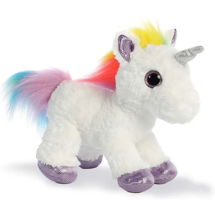 High Quality Cuddly 30cm White Hairy Soft Animal Cute Stuffed Plush Unicorns Toy