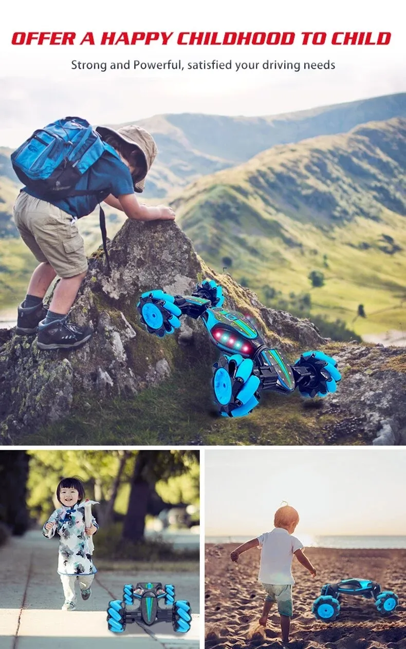 High Speed 2.4GHz Remote Control Stunt Double Side Drift Hand Control Car Toys for Kids