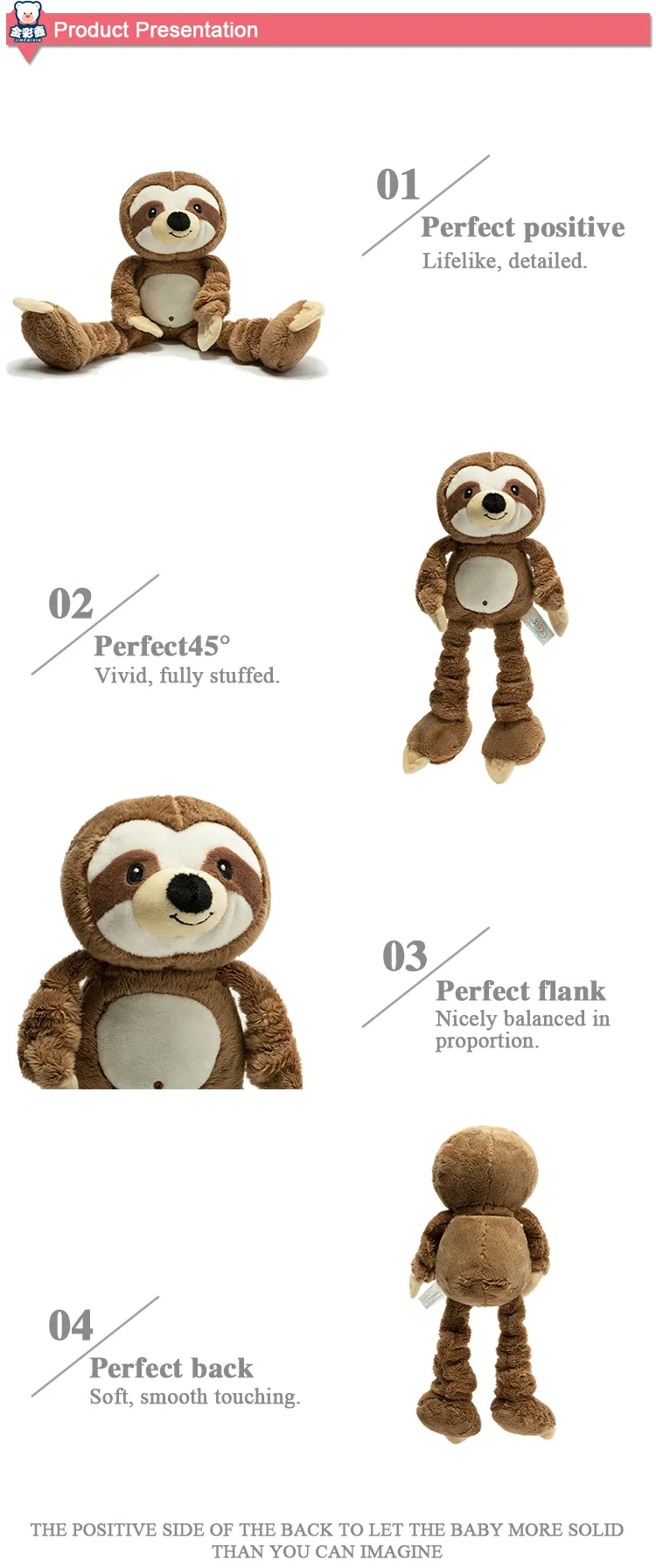 Holly Custom 20cm Cute Plush Squeaker Toy Soft Sloth Stuffed Animal for Sale