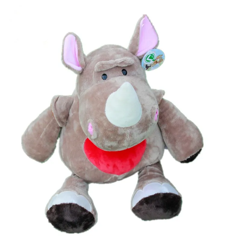Hot Promotional Gifts Rhinoceros Dolls with Red Heart Lovely Plush Toys Warming Soothing Stuffed Rhino Toy