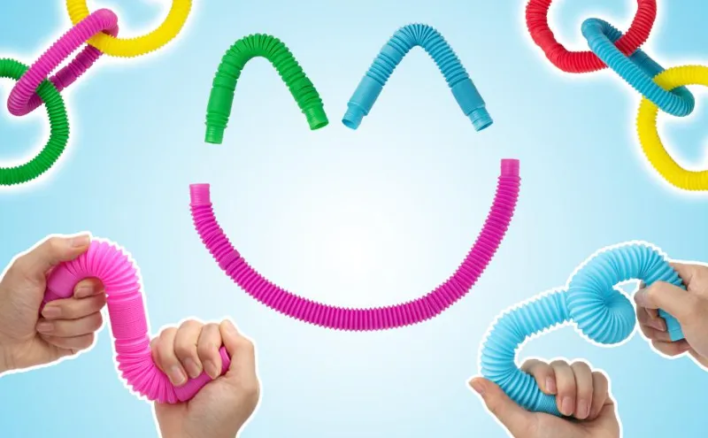 Hot Sale Educational Colorful DIY Stress Relief Learning Fidget Pipe Sensory Pop Play Tubes Toys for Kids