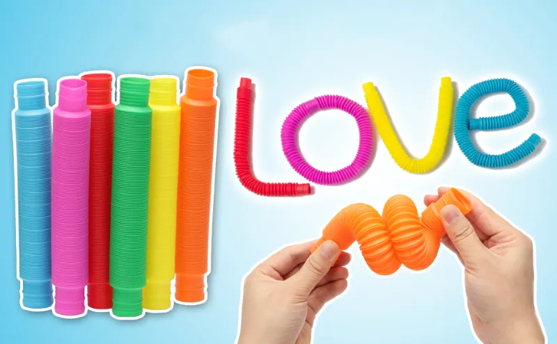 Hot Sale Educational Colorful DIY Stress Relief Learning Fidget Pipe Sensory Pop Play Tubes Toys for Kids