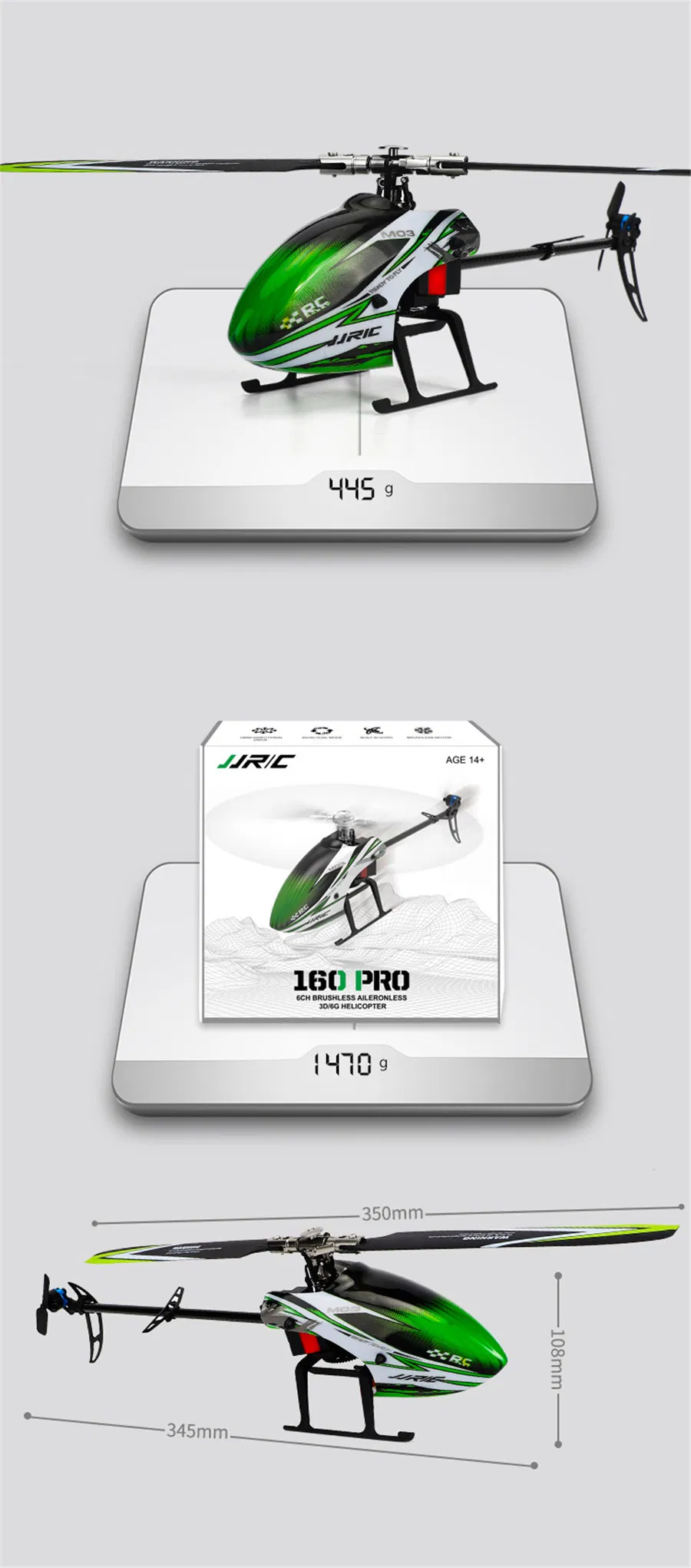 Jjrc M03 2.4G 6-Axis Gyroscope 6CH Radio Remote Control Dual Brushless Motor 3D/6g Stunt RC Helicopter Single Blade