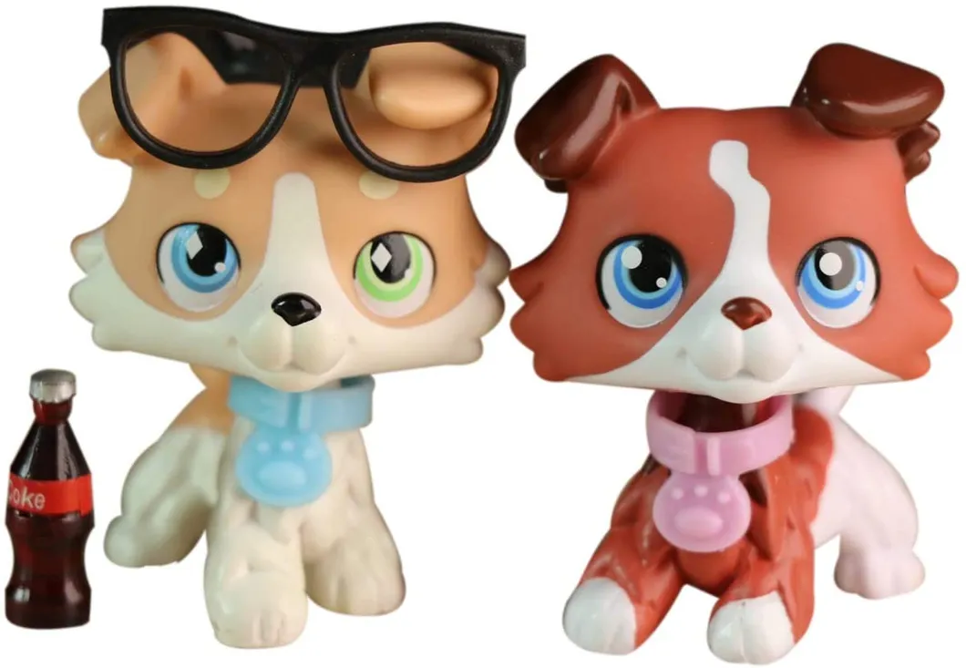 Judylovelps Lps Custom Coffee Collie and Vanilla Collie, 2PCS Custom Collie Ooak Rare Figures with Lps Accessories Kids Gift