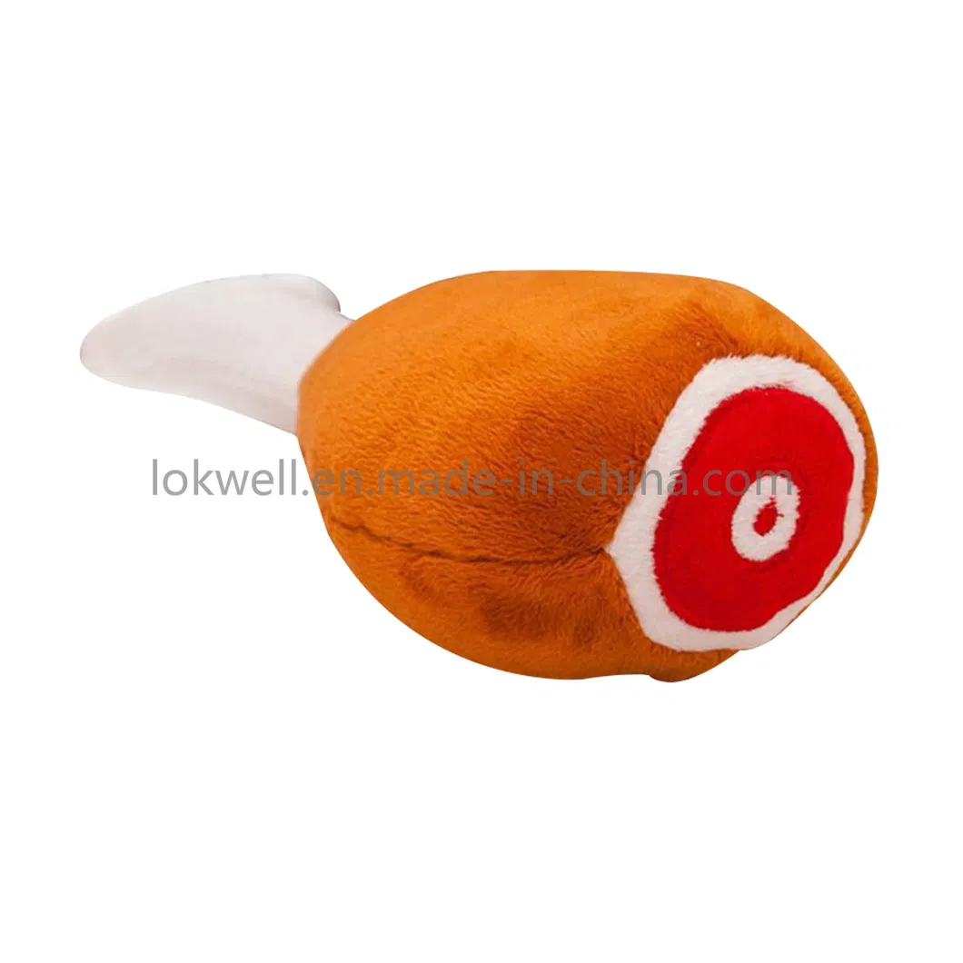 Lovely Brown Dog Bone Shape Fluffy Pet Dog Toy with Stripe