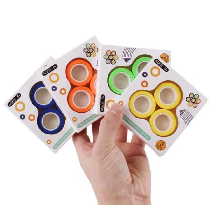 Magnetic Rings Fidget Toys, Professional Fidget Spinner Stress Relief Rings Props, Colorful Training Relieves Reducer Toy