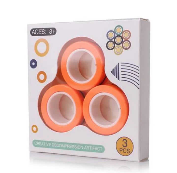 Magnetic Rings Fidget Toys, Professional Fidget Spinner Stress Relief Rings Props, Colorful Training Relieves Reducer Toy