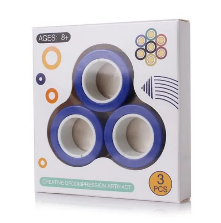 Magnetic Rings Fidget Toys, Professional Fidget Spinner Stress Relief Rings Props, Colorful Training Relieves Reducer Toy