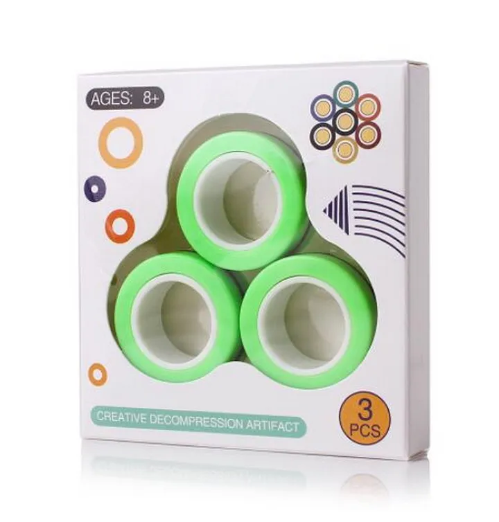 Magnetic Rings Fidget Toys, Professional Fidget Spinner Stress Relief Rings Props, Colorful Training Relieves Reducer Toy