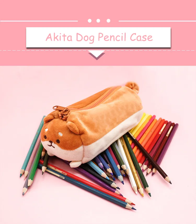 New Akita Dog Doll Corgi Large Capacity Pencil Case