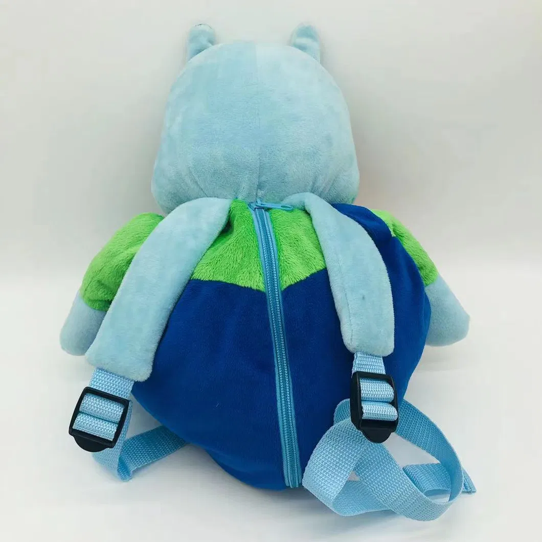 New Design Custom Cheap Cartoon Plush Rhinoceros Animal Backpack Baby Backpack School Animal Plush Toy with Backpack for Children