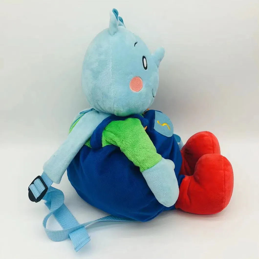 New Design Custom Cheap Cartoon Plush Rhinoceros Animal Backpack Baby Backpack School Animal Plush Toy with Backpack for Children
