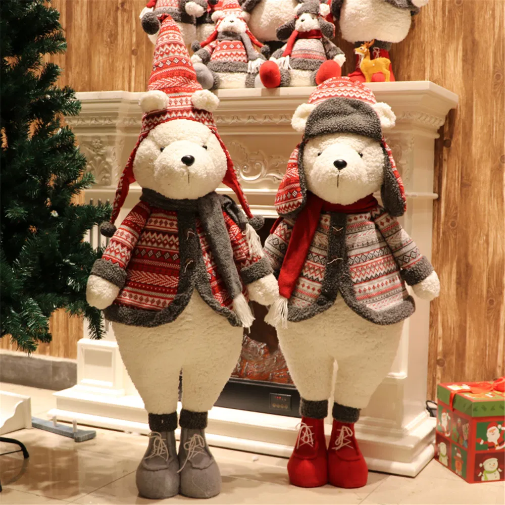 New Xmas Moose Deer Plush Toys with Red Scarf Embroider Logo Custom Cute Stuffed Animal Elk Soft Toy Plush Reindeer Christmas