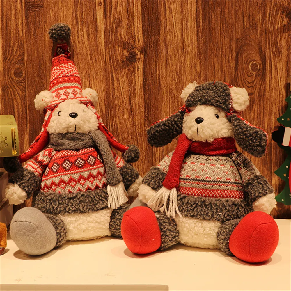 New Xmas Moose Deer Plush Toys with Red Scarf Embroider Logo Custom Cute Stuffed Animal Elk Soft Toy Plush Reindeer Christmas