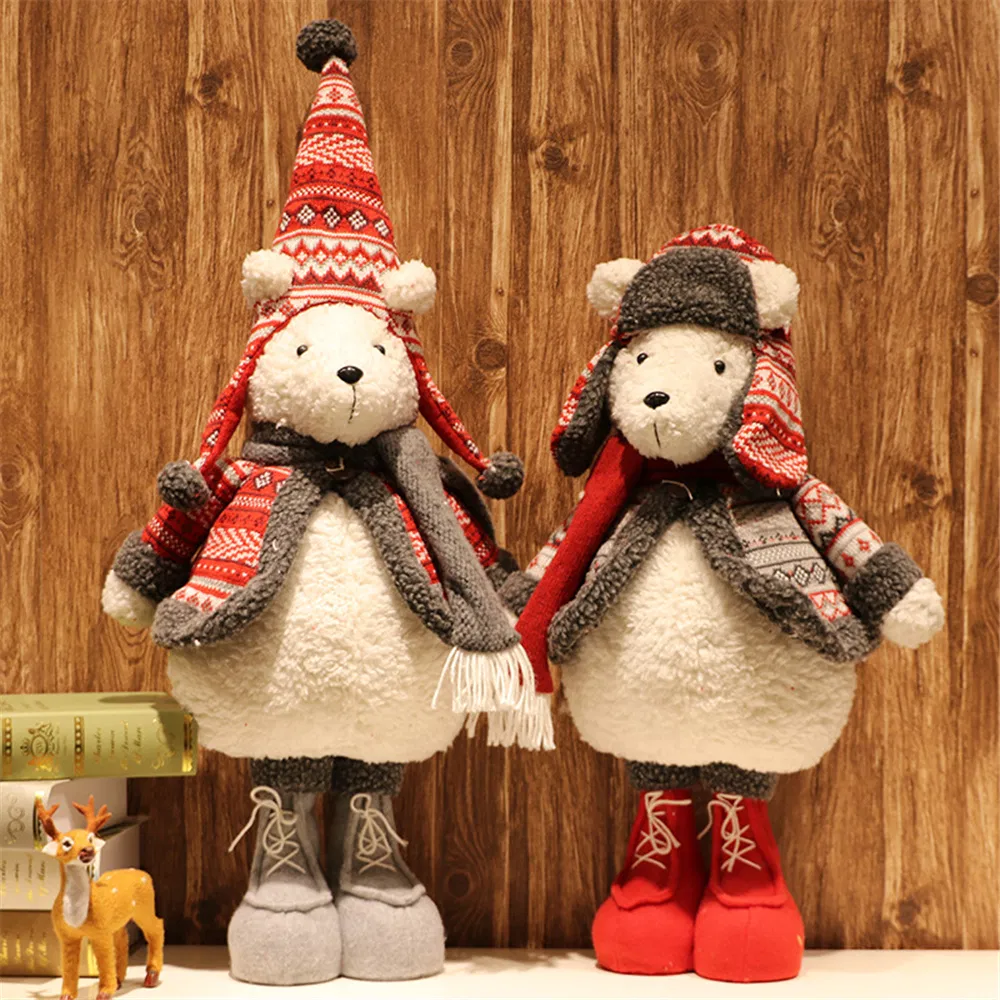 New Xmas Moose Deer Plush Toys with Red Scarf Embroider Logo Custom Cute Stuffed Animal Elk Soft Toy Plush Reindeer Christmas