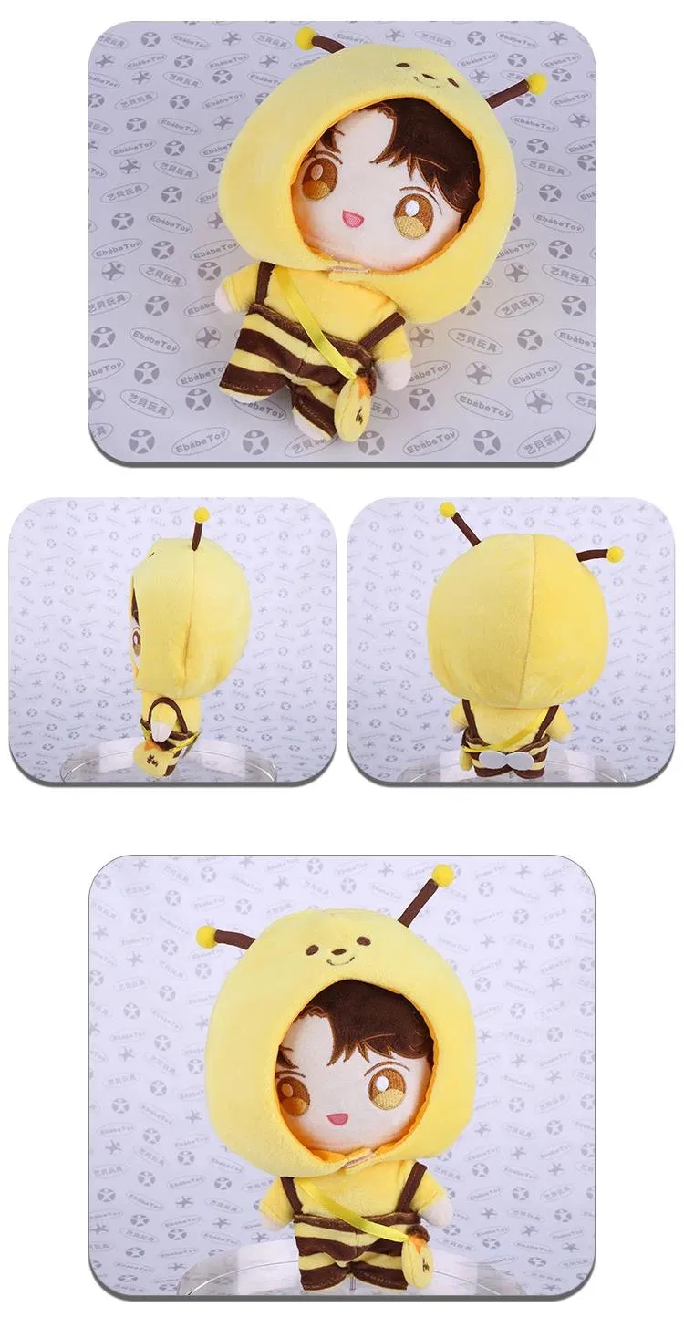 OEM Handmade Customized Mascot Plush Stuffed Toy Custom Plush Doll with Bee Cloth