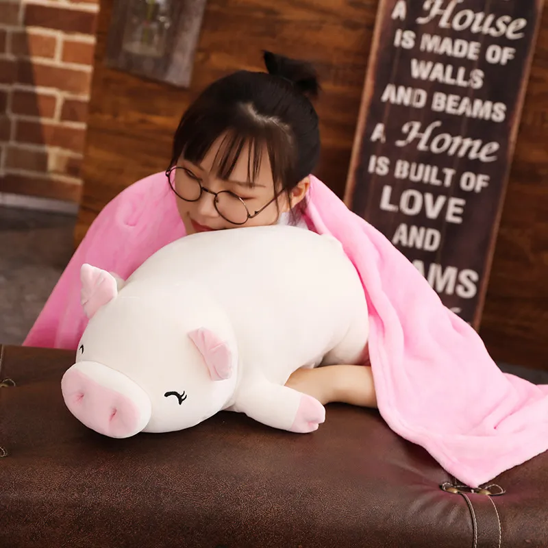 Plush Lovely Pig Stuffed Doll Lying Plush Piggy Toy White/Pink Animals Soft Plushie Gift