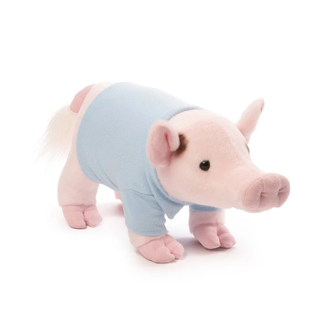 Pretty Pink Pig in Blue Shirt Plush Animal Toys Cushion