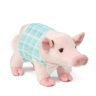 Pretty Pink Pig in Blue Shirt Plush Animal Toys Cushion