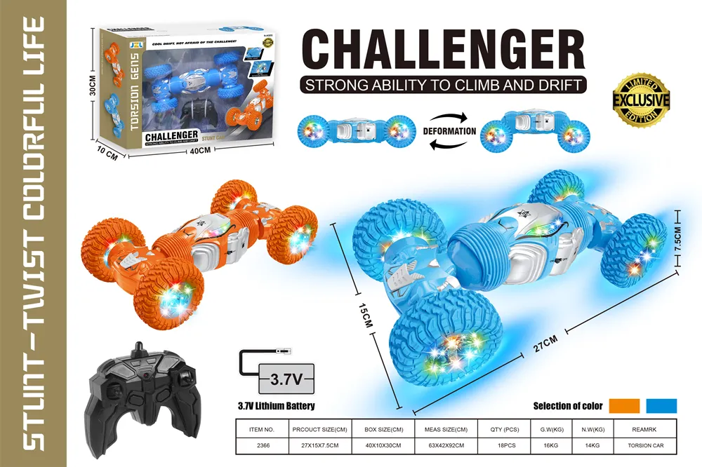 RC Twist Car 360 Degree Rotation RC Climbing Car Remote Control Double Sided Stunt Car with LED Light