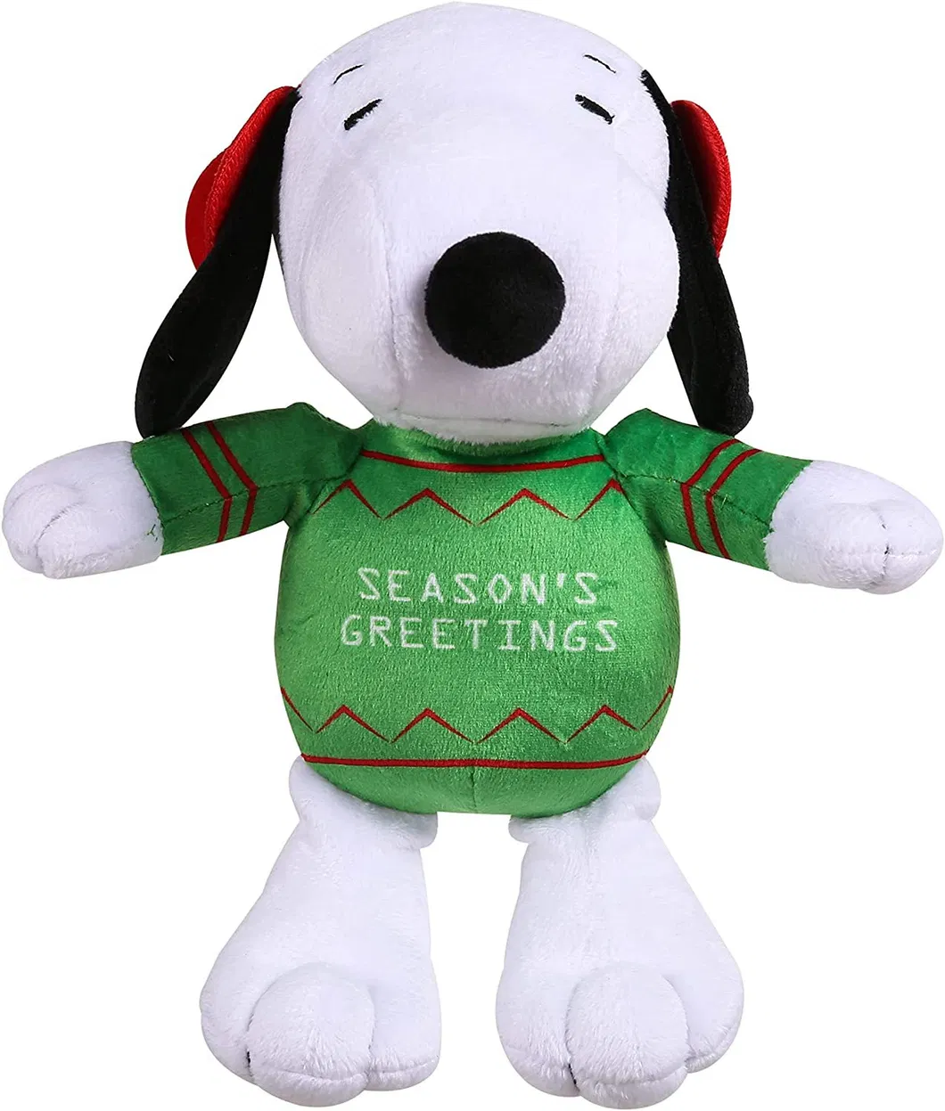 Red Earmuffs Snoopy Stuffed Dog Plush Toy with Squeaking Sound