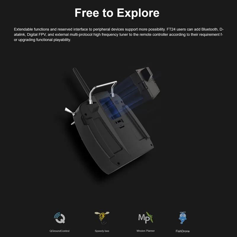 Siyi FT24 15km 2.4G 12CH Long Range Radio Transmitter with Fr Receiver for Tbs Crossfire/ Frsky R9m RF Module Fpv Drones