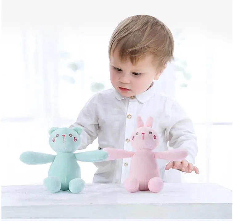 Sleep Comfort Toys for Newborn Babies Cute Bear Rabbit Holding Bell Ringing Doll