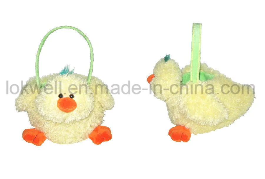 Soft Plush Stuffed Blue Duck Animal Candy Basket Toy