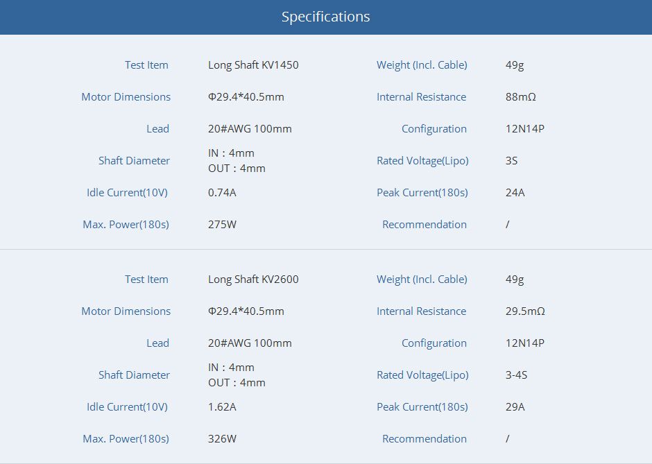 T-Motor As2308 Kv1450 Long Shaft High Effiency for Fixed Wing, Vtol, Glider, 3D&Trainer