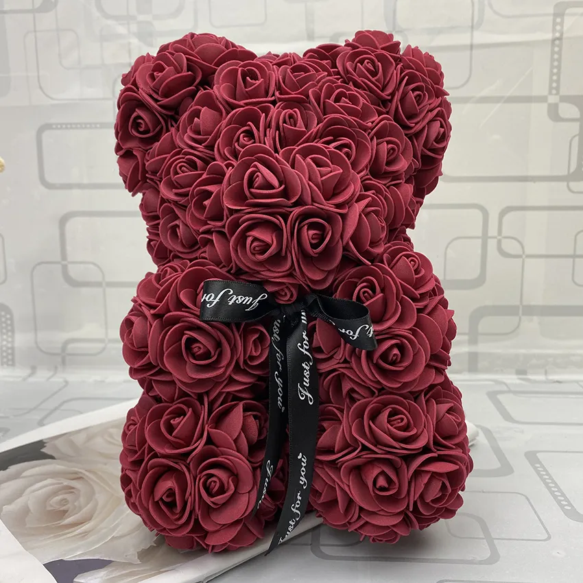 Teddy Bear of Roses Valentine′s Day Present Foam Rose Artificial