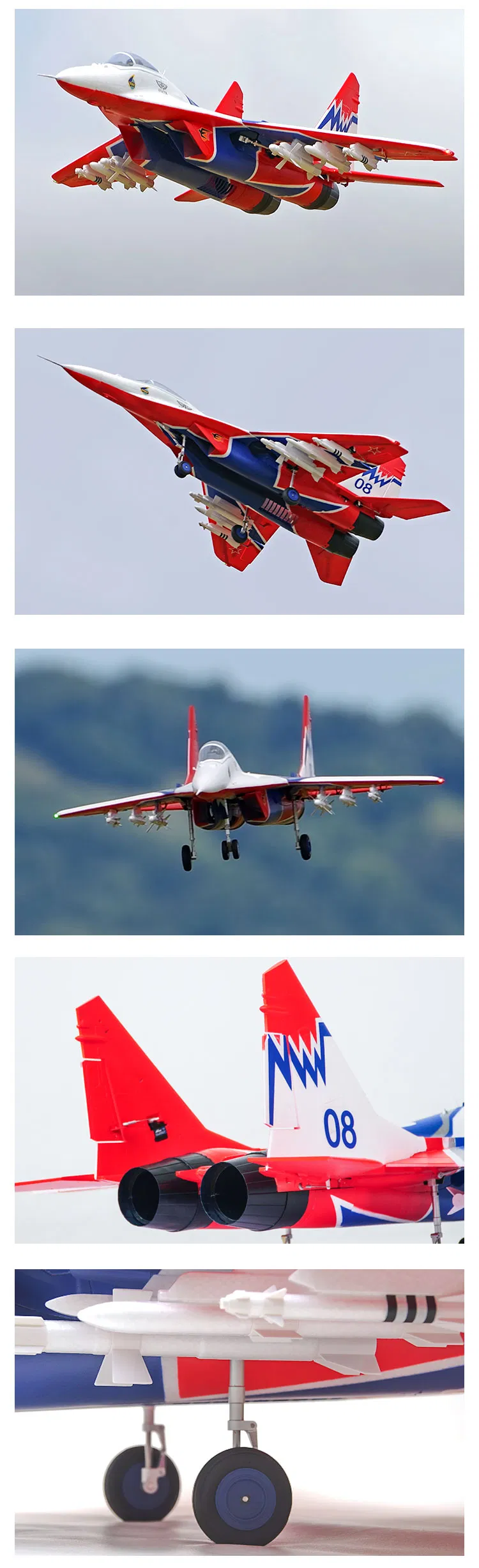 Twin 64mm MIG-29 Edf Fighter RC Airplane Model Assembly Fixed-Wing Aircraft (No Remote Control/Receiver/Battery)