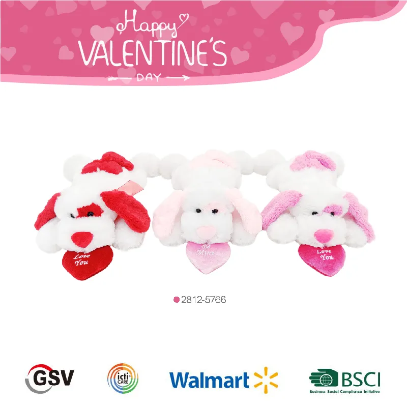 Valentine Animals Lying Dog with Heart Plush Toy