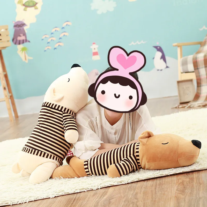 White Striped Bear Gift Tarepanda Polar Bear Plush Throw Pillow Doll
