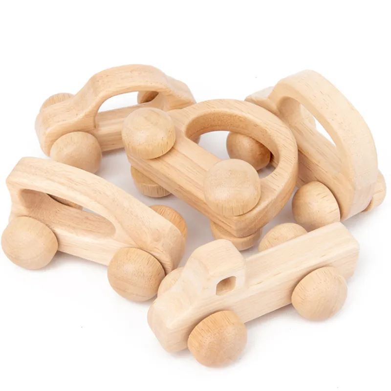Wooden Car Push Set Toy for Kids 2 Years up Educational Montessori Wooden Vehicles for Preschool Learning Aids Baby Boys Girls Toddlers