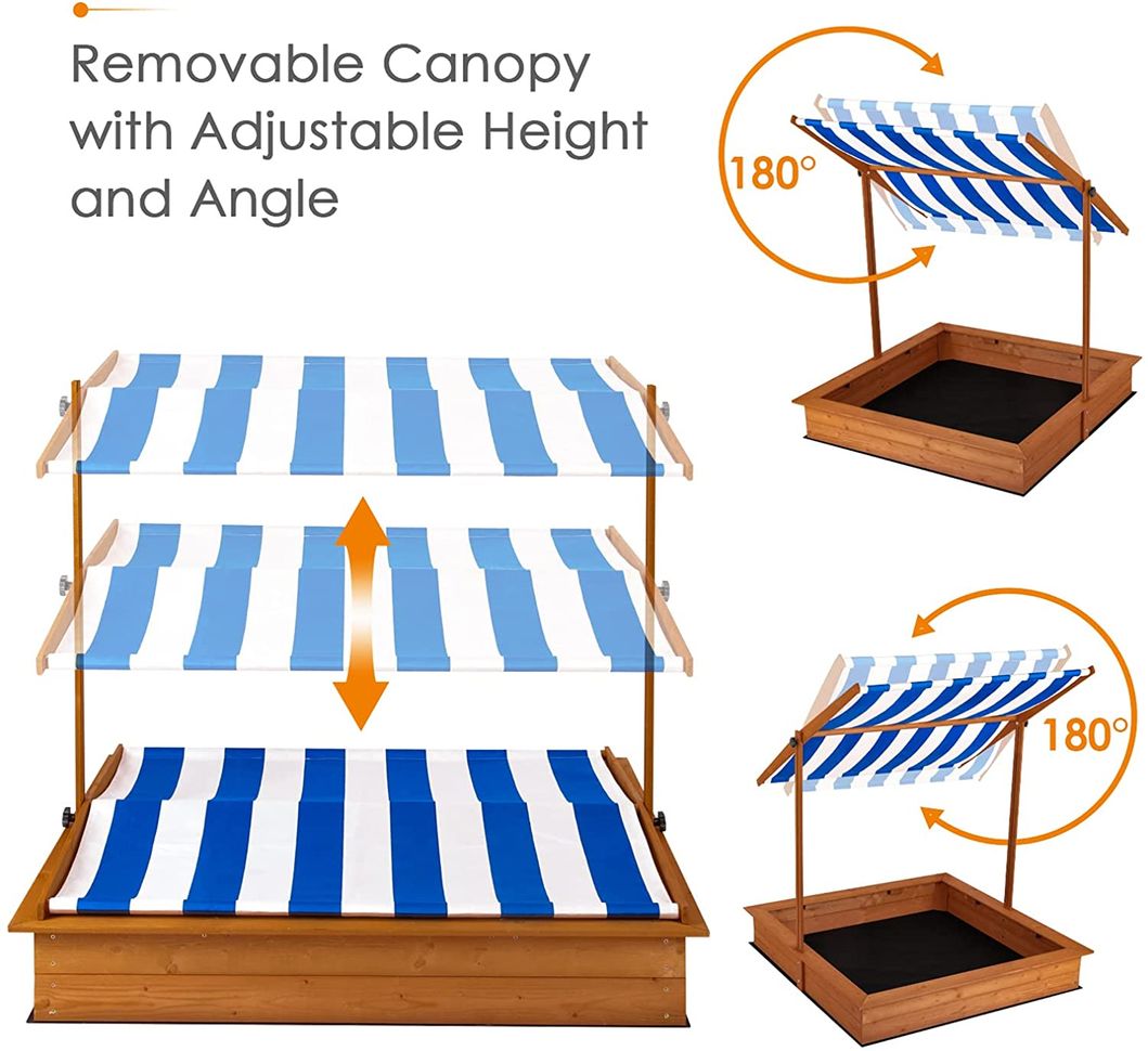 Wooden Children Outdoor Sandpit Sandbox with Roof
