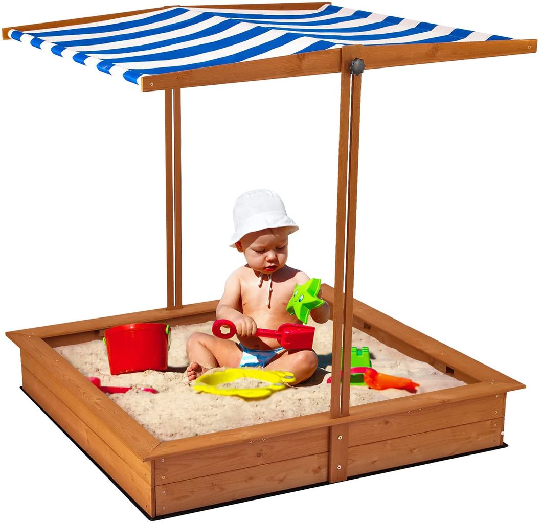Wooden Children Outdoor Sandpit Sandbox with Roof